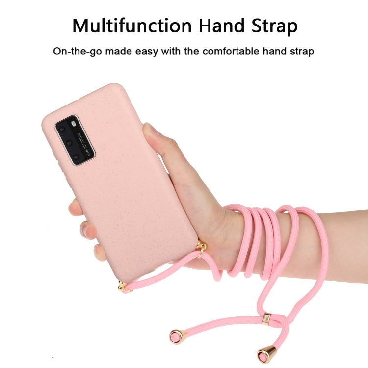 For Huawei P40 Wheat Straw Material + TPU Protective Case with Lanyard