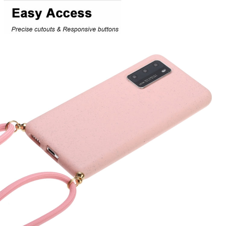 For Huawei P40 Wheat Straw Material + TPU Protective Case with Lanyard
