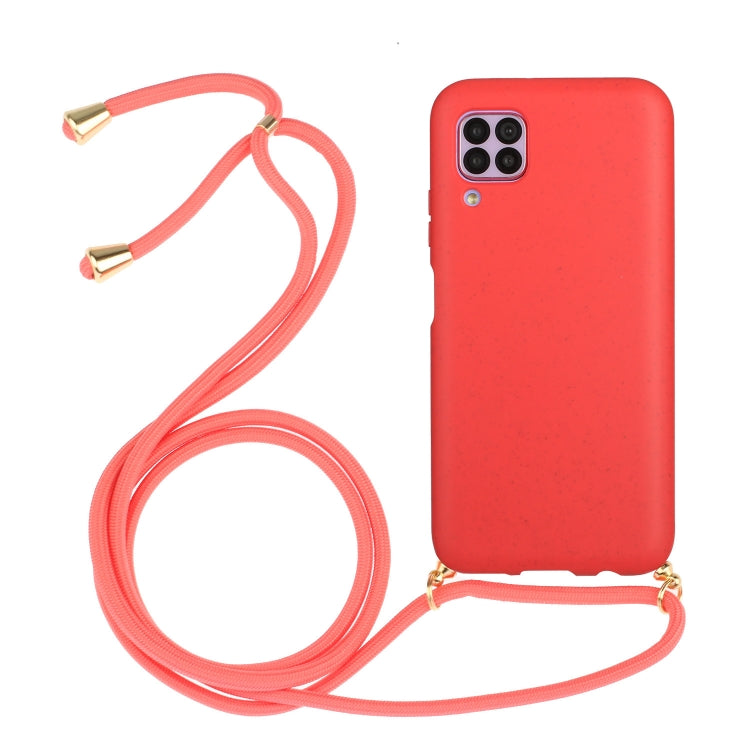 For Huawei P40 Lite Wheat Straw Material + TPU Protective Case with Lanyard