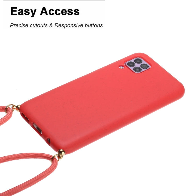 For Huawei P40 Lite Wheat Straw Material + TPU Protective Case with Lanyard