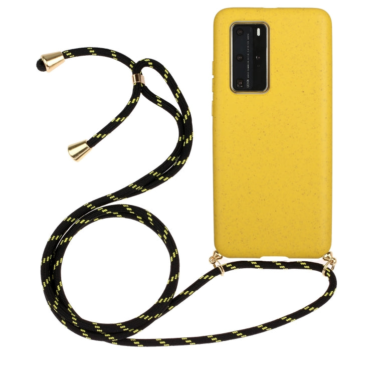 For Huawei P40 Pro Wheat Straw Material + TPU Protective Case with Lanyard