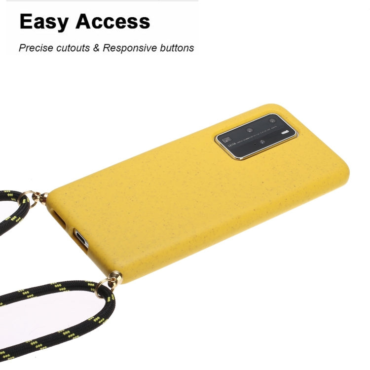 For Huawei P40 Pro Wheat Straw Material + TPU Protective Case with Lanyard
