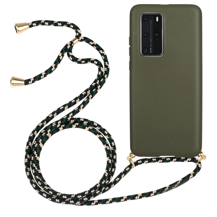 For Huawei P40 Pro Wheat Straw Material + TPU Protective Case with Lanyard