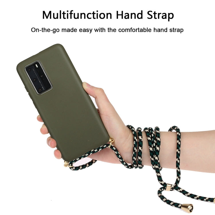 For Huawei P40 Pro Wheat Straw Material + TPU Protective Case with Lanyard