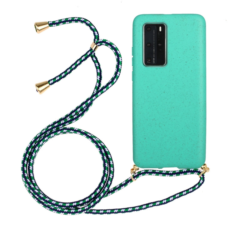 For Huawei P40 Pro Wheat Straw Material + TPU Protective Case with Lanyard