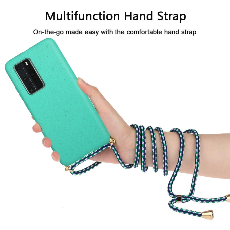 For Huawei P40 Pro Wheat Straw Material + TPU Protective Case with Lanyard