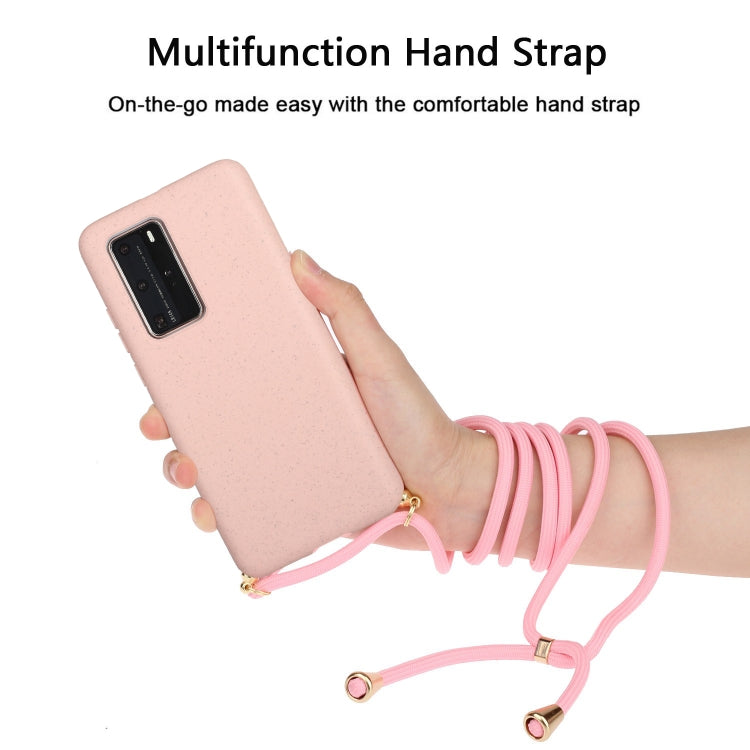 For Huawei P40 Pro Wheat Straw Material + TPU Protective Case with Lanyard