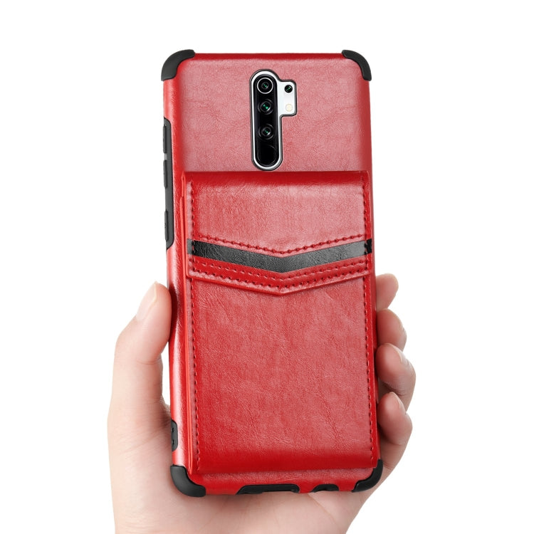 For Xiaomi Redmi 9 Flip Card Bag Copper Buckle TPU + PU Leather Back Cover Shockproof Case with Card Slots & Photo Frame