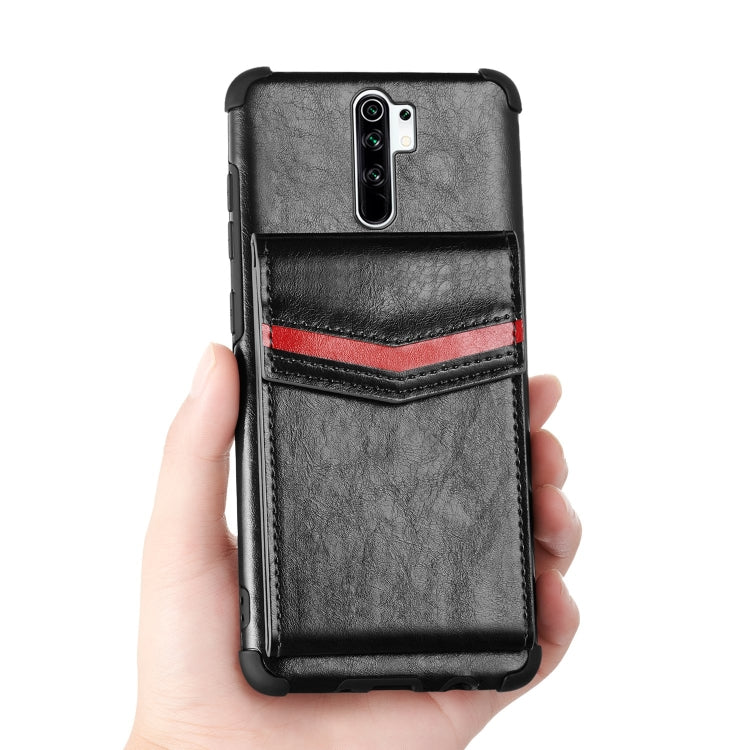 For Xiaomi Redmi 9 Flip Card Bag Copper Buckle TPU + PU Leather Back Cover Shockproof Case with Card Slots & Photo Frame