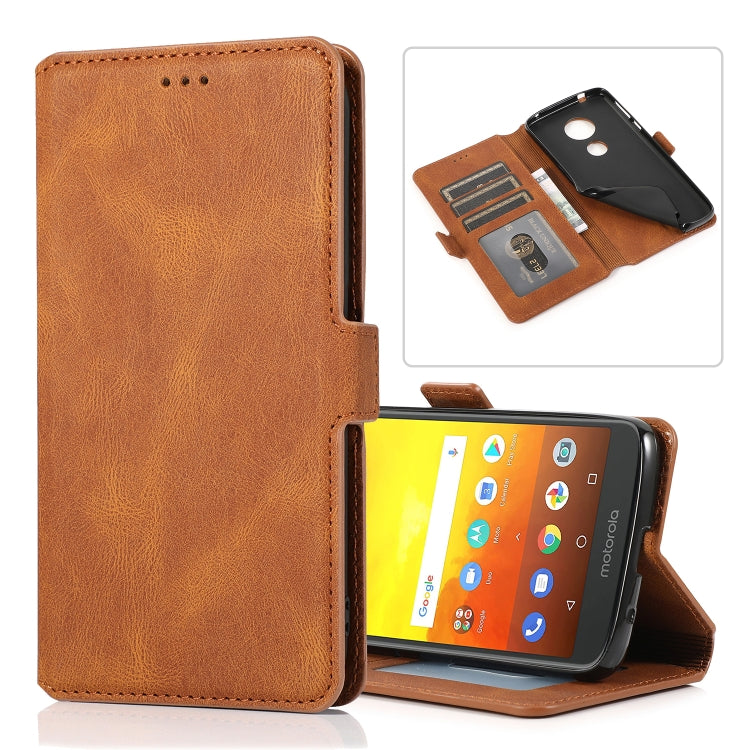 For Motorola Moto E5 Retro Magnetic Closing Clasp Horizontal Flip Leather Case with Holder & Card Slots & Photo Frame & Wallet