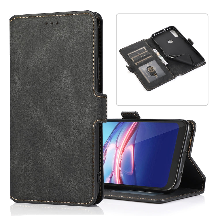 For Motorola Moto E7 Retro Magnetic Closing Clasp Horizontal Flip Leather Case with Holder & Card Slots & Photo Frame & Wallet