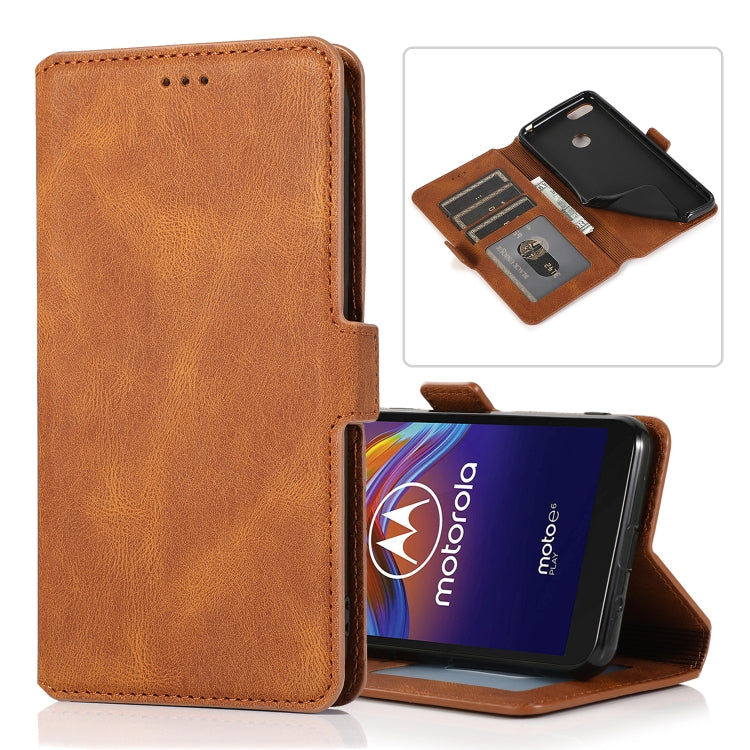 For Motorola Moto E6 Play Retro Magnetic Closing Clasp Horizontal Flip Leather Case with Holder & Card Slots & Photo Frame & Wallet