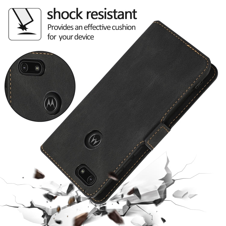 For Motorola Moto E6 Play Retro Magnetic Closing Clasp Horizontal Flip Leather Case with Holder & Card Slots & Photo Frame & Wallet