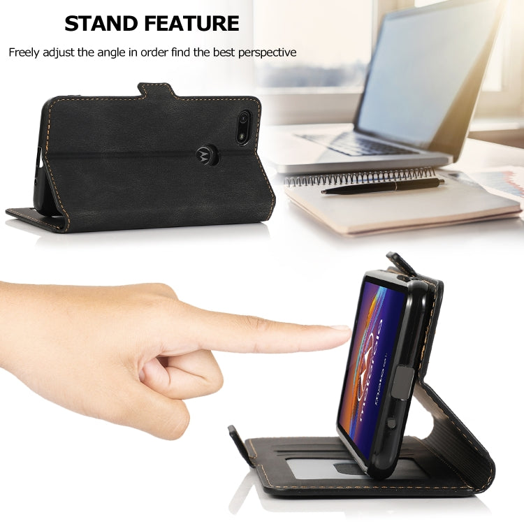 For Motorola Moto E6 Play Retro Magnetic Closing Clasp Horizontal Flip Leather Case with Holder & Card Slots & Photo Frame & Wallet