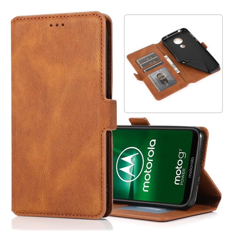 For Motorola Moto G7 Power(US Version) Retro Magnetic Closing Clasp Horizontal Flip Leather Case with Holder & Card Slots & Photo Frame & Wallet