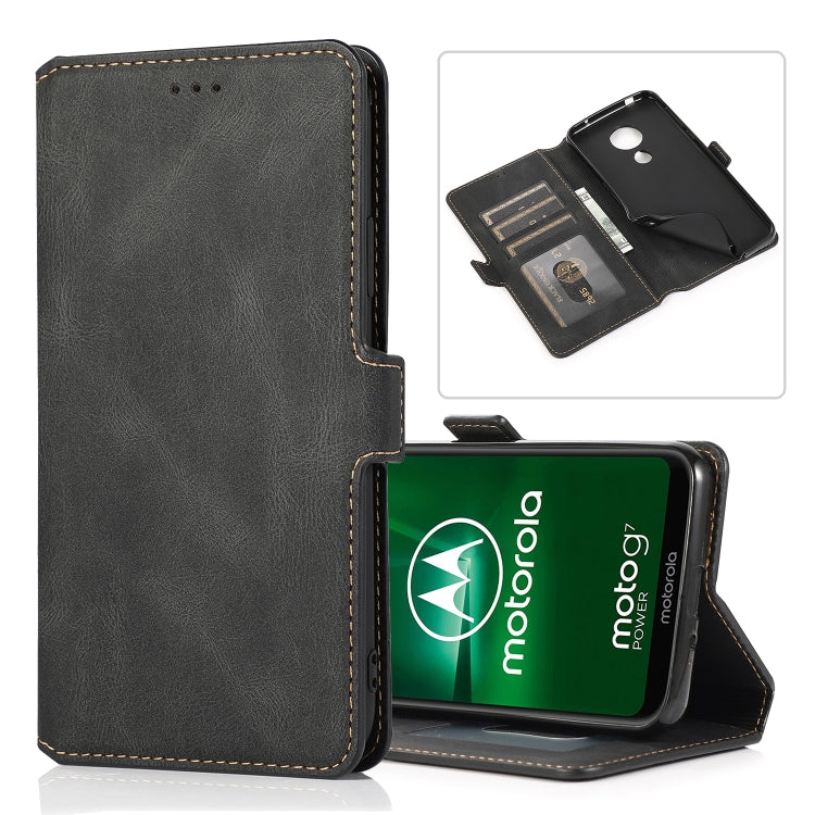 For Motorola Moto G7 Power(US Version) Retro Magnetic Closing Clasp Horizontal Flip Leather Case with Holder & Card Slots & Photo Frame & Wallet
