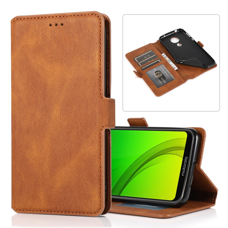 For Motorola Moto G7 Power(EU Version) Retro Magnetic Closing Clasp Horizontal Flip Leather Case with Holder & Card Slots & Photo Frame & Wallet