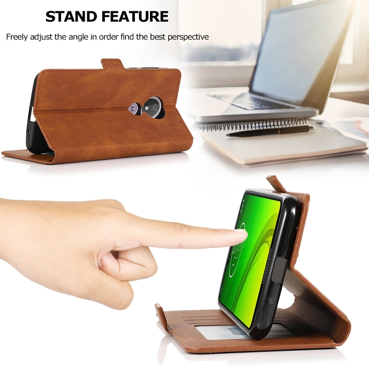 For Motorola Moto G7 Power(EU Version) Retro Magnetic Closing Clasp Horizontal Flip Leather Case with Holder & Card Slots & Photo Frame & Wallet