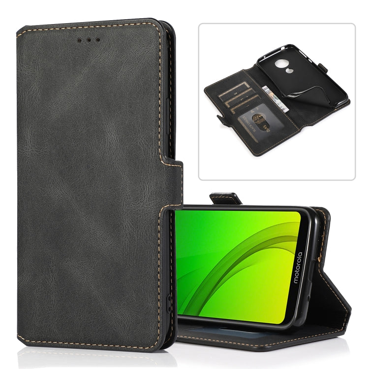 For Motorola Moto G7 Power(EU Version) Retro Magnetic Closing Clasp Horizontal Flip Leather Case with Holder & Card Slots & Photo Frame & Wallet