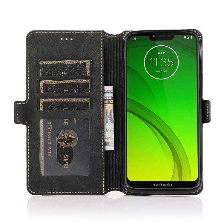 For Motorola Moto G7 Power(EU Version) Retro Magnetic Closing Clasp Horizontal Flip Leather Case with Holder & Card Slots & Photo Frame & Wallet