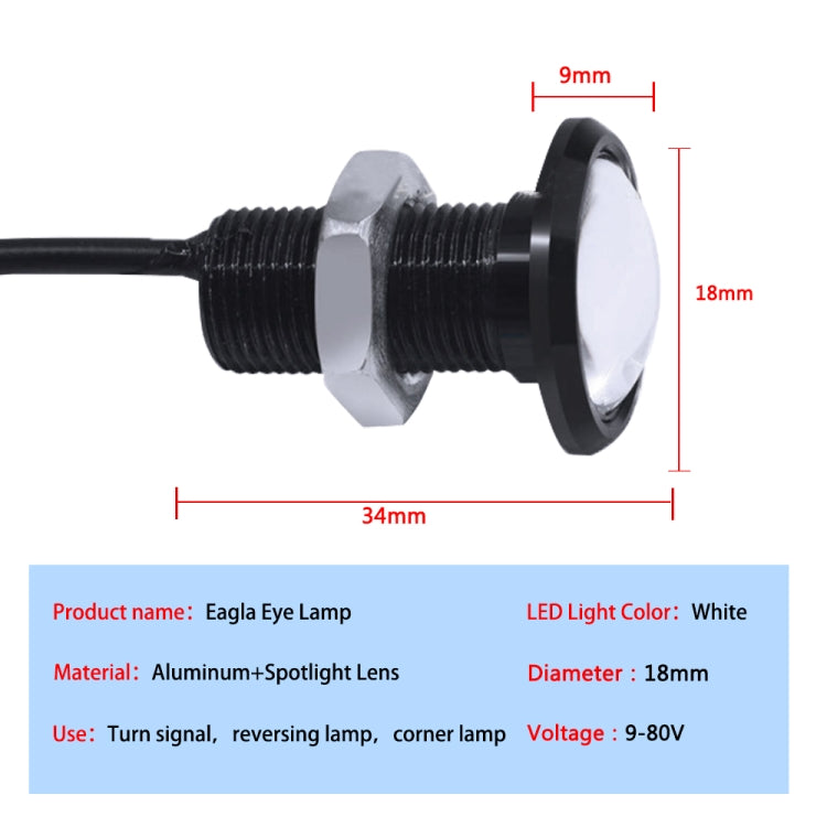 10 PCS 18mm 1.5W DC9-80V Motorcycle Eagle Eye Light Single Lens