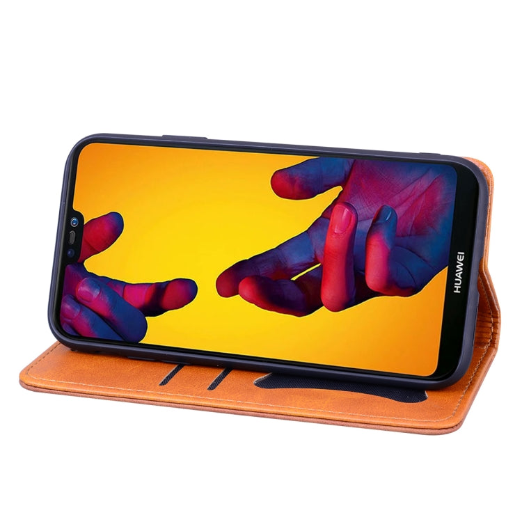 For Huawei P20 Lite / Nova 3e Business Stitching Horizontal Flip Leather Case with Double Folding & Bracket & Card Slots & Photo Frame & Wallet