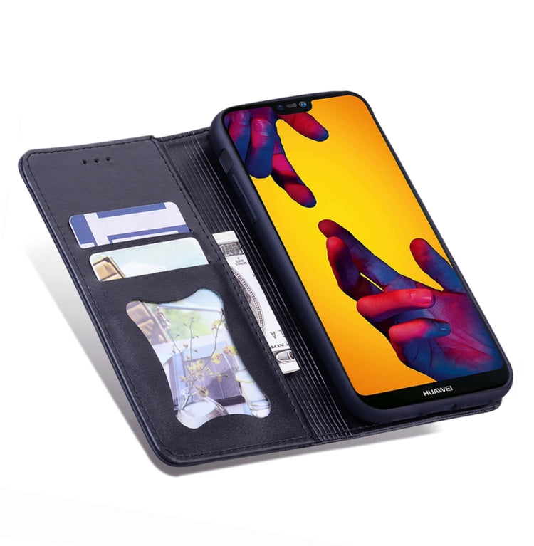 For Huawei P20 Lite / Nova 3e Business Stitching Horizontal Flip Leather Case with Double Folding & Bracket & Card Slots & Photo Frame & Wallet