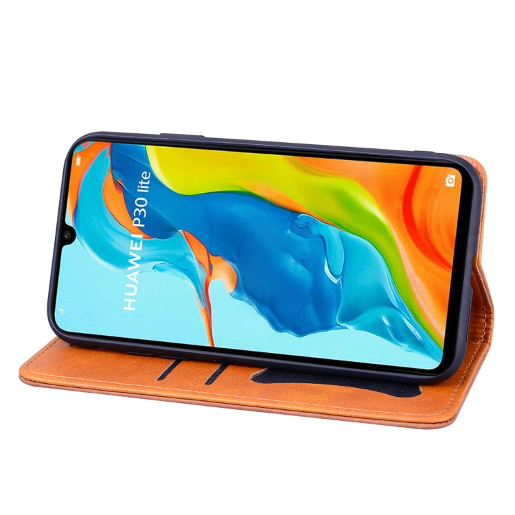 For Huawei P30 Lite Business Stitching Horizontal Flip Leather Case with Double Folding & Bracket & Card Slots & Photo Frame & Wallet