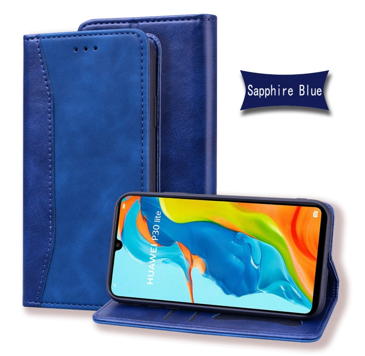 For Huawei P30 Lite Business Stitching Horizontal Flip Leather Case with Double Folding & Bracket & Card Slots & Photo Frame & Wallet