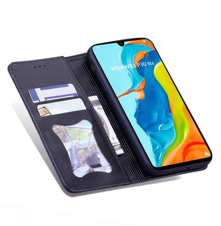 For Huawei P30 Lite Business Stitching Horizontal Flip Leather Case with Double Folding & Bracket & Card Slots & Photo Frame & Wallet
