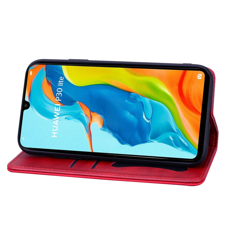 For Huawei P30 Lite Business Stitching Horizontal Flip Leather Case with Double Folding & Bracket & Card Slots & Photo Frame & Wallet