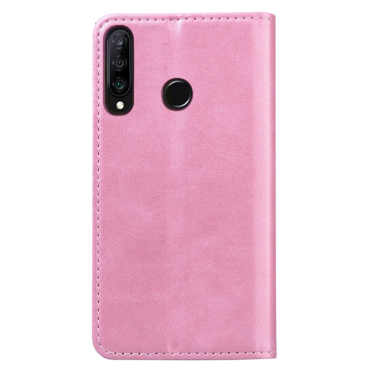 For Huawei P30 Lite Business Stitching Horizontal Flip Leather Case with Double Folding & Bracket & Card Slots & Photo Frame & Wallet