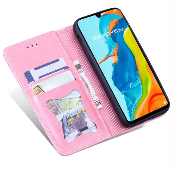 For Huawei P30 Lite Business Stitching Horizontal Flip Leather Case with Double Folding & Bracket & Card Slots & Photo Frame & Wallet
