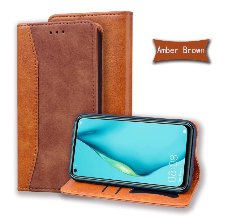 For Huawei P40 Lite Business Stitching Horizontal Flip Leather Case with Double Folding & Bracket & Card Slots & Photo Frame & Wallet
