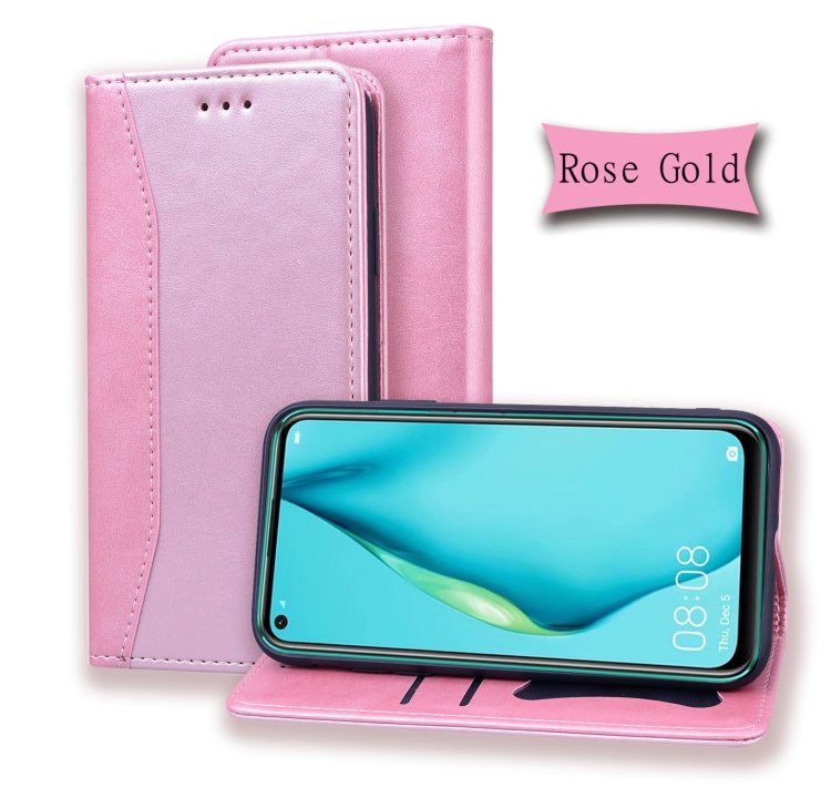 For Huawei P40 Lite Business Stitching Horizontal Flip Leather Case with Double Folding & Bracket & Card Slots & Photo Frame & Wallet