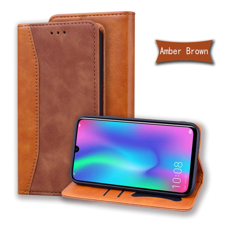 For Huawei P Smart (2019) Business Stitching Horizontal Flip Leather Case with Double Folding & Bracket & Card Slots & Photo Frame & Wallet