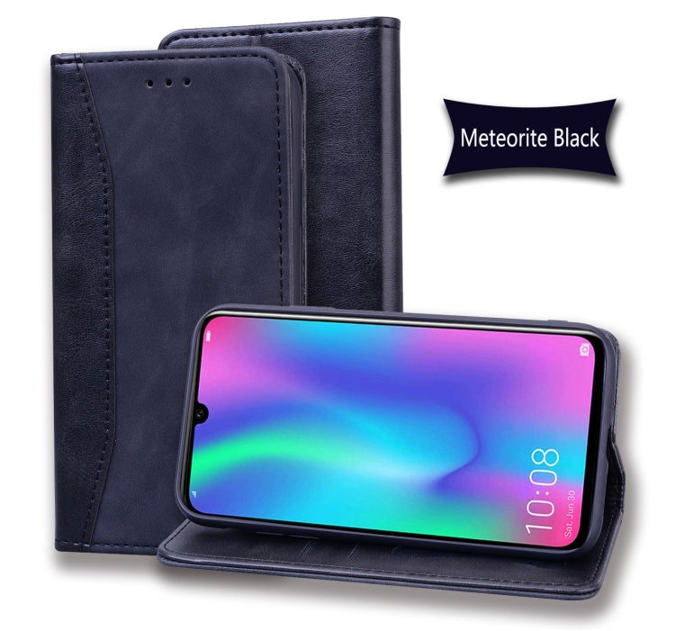 For Huawei P Smart (2019) Business Stitching Horizontal Flip Leather Case with Double Folding & Bracket & Card Slots & Photo Frame & Wallet