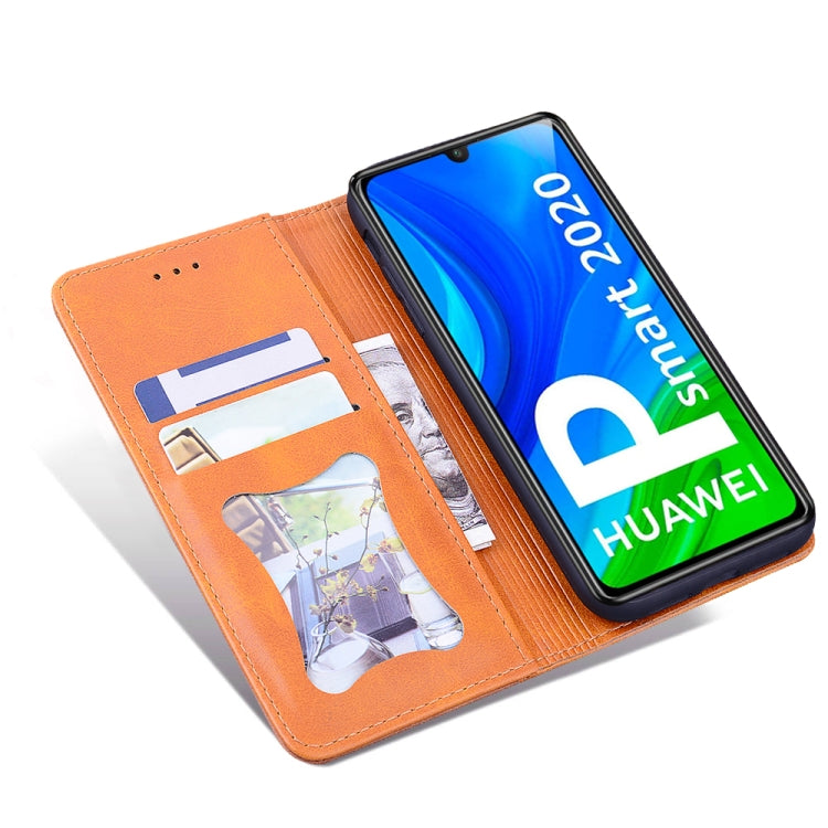 For Huawei P Smart (2020) Business Stitching Horizontal Flip Leather Case with Double Folding & Bracket & Card Slots & Photo Frame & Wallet