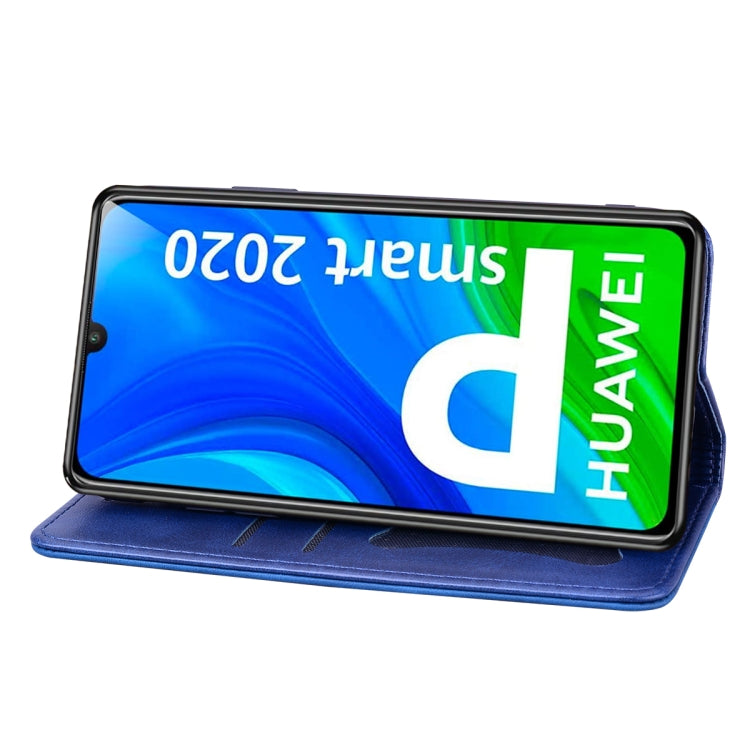 For Huawei P Smart (2020) Business Stitching Horizontal Flip Leather Case with Double Folding & Bracket & Card Slots & Photo Frame & Wallet