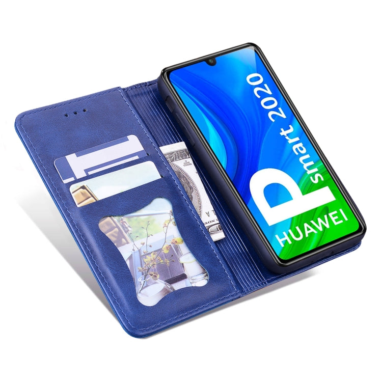For Huawei P Smart (2020) Business Stitching Horizontal Flip Leather Case with Double Folding & Bracket & Card Slots & Photo Frame & Wallet