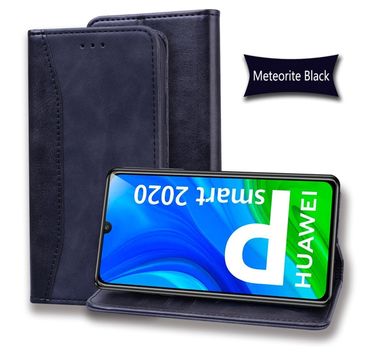 For Huawei P Smart (2020) Business Stitching Horizontal Flip Leather Case with Double Folding & Bracket & Card Slots & Photo Frame & Wallet