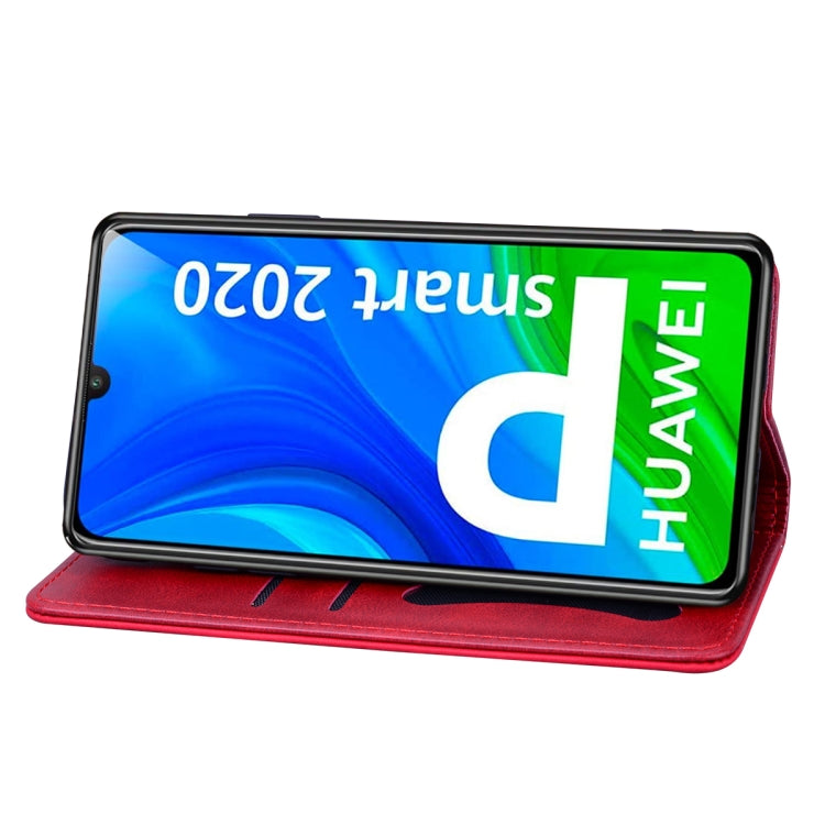 For Huawei P Smart (2020) Business Stitching Horizontal Flip Leather Case with Double Folding & Bracket & Card Slots & Photo Frame & Wallet