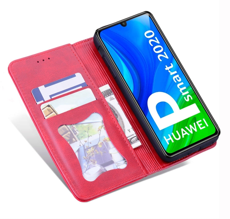 For Huawei P Smart (2020) Business Stitching Horizontal Flip Leather Case with Double Folding & Bracket & Card Slots & Photo Frame & Wallet