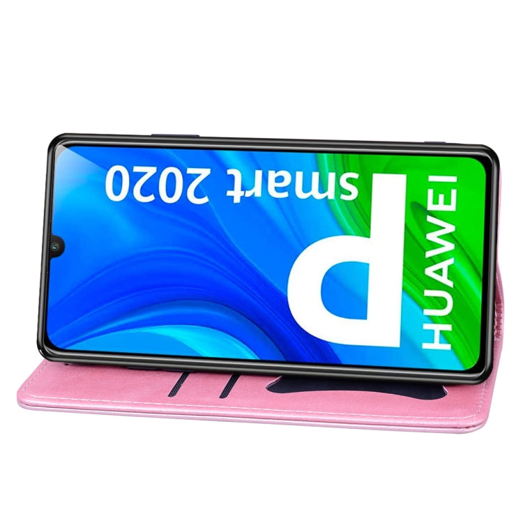 For Huawei P Smart (2020) Business Stitching Horizontal Flip Leather Case with Double Folding & Bracket & Card Slots & Photo Frame & Wallet