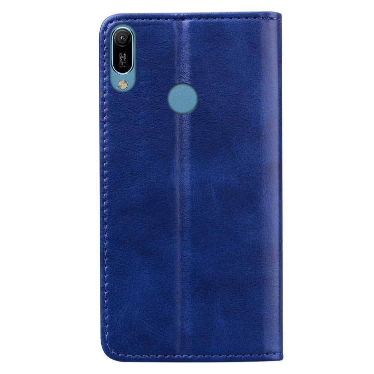 For Huawei Y6 (2019) Business Stitching Horizontal Flip Leather Case with Double Folding & Bracket & Card Slots & Photo Frame & Wallet