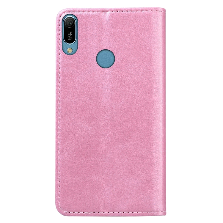 For Huawei Y6 (2019) Business Stitching Horizontal Flip Leather Case with Double Folding & Bracket & Card Slots & Photo Frame & Wallet