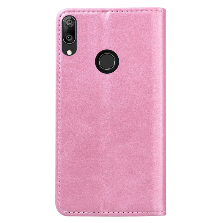 For Huawei Y7 Pro (2019) Business Stitching Horizontal Flip Leather Case with Double Folding & Bracket & Card Slots & Photo Frame & Wallet