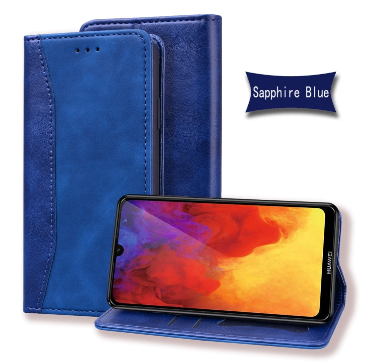 For Huawei Y7 Prime (2019) Business Stitching Horizontal Flip Leather Case with Double Folding & Bracket & Card Slots & Photo Frame & Wallet