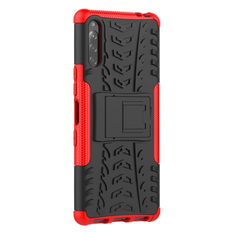 For Sony Xperia L4 Tire Texture Shockproof TPU + PC Protective Case with Holder
