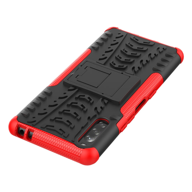 For Sony Xperia L4 Tire Texture Shockproof TPU + PC Protective Case with Holder